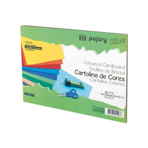 Bloco de Cartolina Colorida A4 180g - 10 folhas 