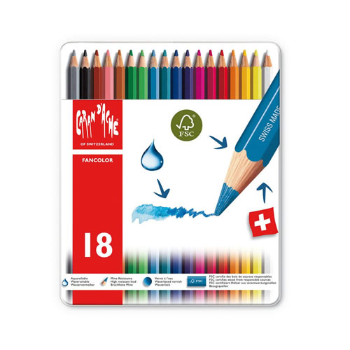 Lápis de Cor Aguarelável Caran D Ache Fancolor 18u