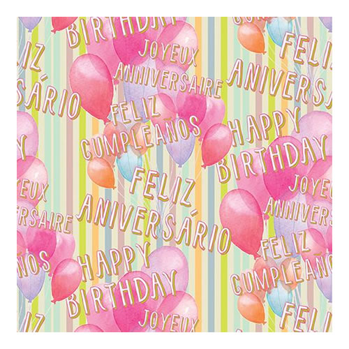 Papel Embrulho Aniversário 70x100cm - Pack 25