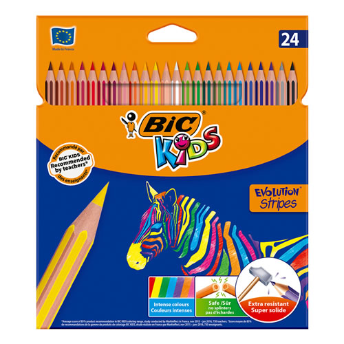 Lápis de Cor 18cm BIC Evolution Stripes - Cx 24un