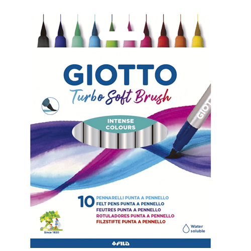 Marcador Feltro Aguarelável Giotto Turbo Soft Brush 10 Cores
