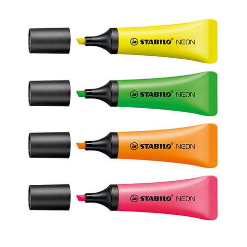Marcador Stabilo Boss Fluorescente Neon - 4 Cores