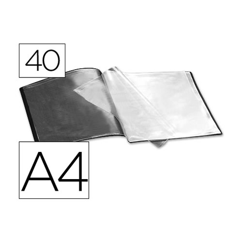 Pasta Portefólio A4 40 bolsas - Preto Opaco