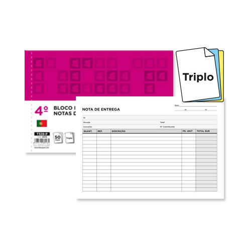 Bloco de Entregas Triplicado 155x215mm - Pack 5