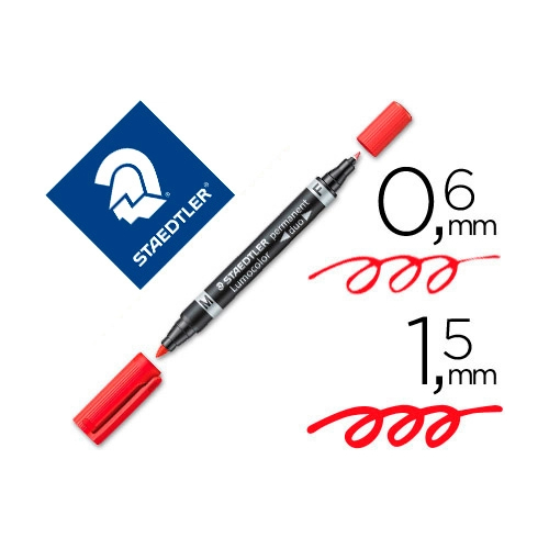 Marcador Staedtler Perm. Lumocolor Duo 348 - Vermelho Cx10