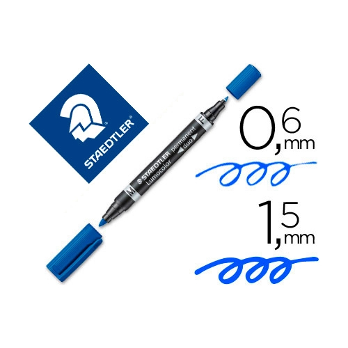 Marcador Staedtler Perm. Lumocolor Duo 348 - Azul Cx10