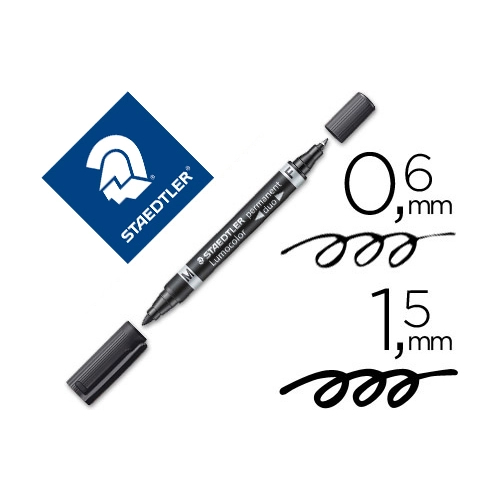 Marcador Staedtler Perm. Lumocolor Duo 348 - Preto Cx10