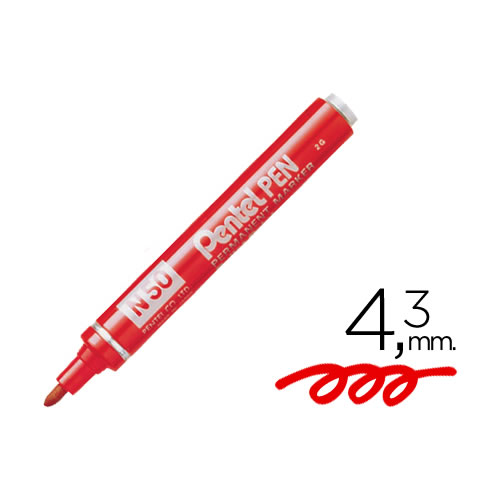 Marcador Permanente Pentel N50 Vermelho - Pack 12
