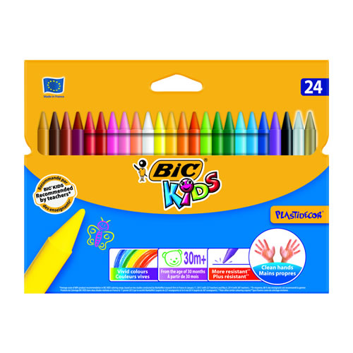 Lápis de Cera Bic Kids Plastidecor 24 Cores