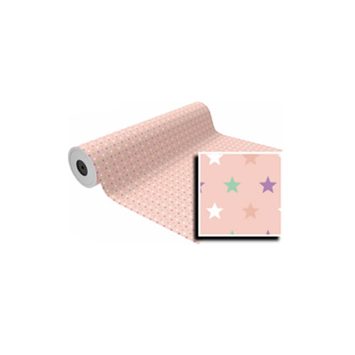 Papel de Embrulho Stars Rosa 31cmx85mt