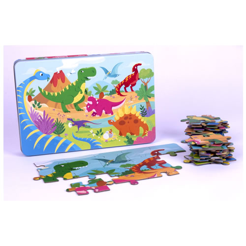 Puzzle Dinossauros 48 Peças Caixa Metálica