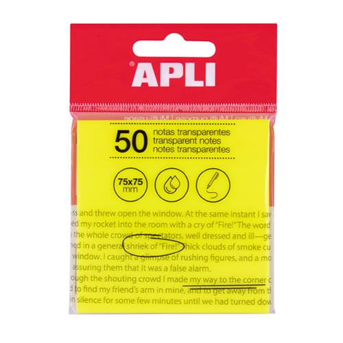 Bloco Adesivo Apli 75x75mm Amarelo Transp. 50Fls