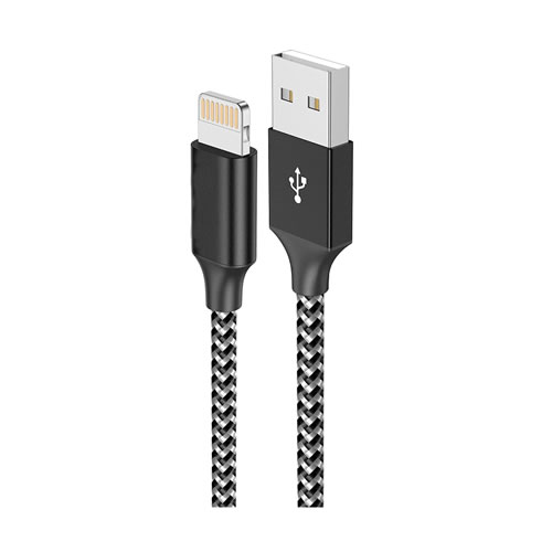 Cabo Lightning - USB A 0,50cm - Nylon Preto