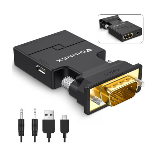 Adaptador VGA Macho para HDMI Fêmea com Áudio