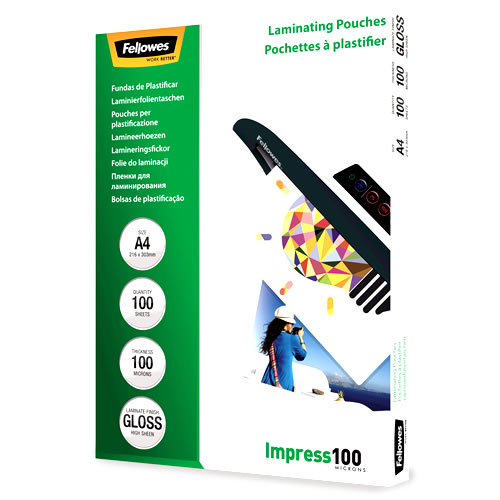 Bolsas de Plastificar Fellowes Brilho A4 100m 100u