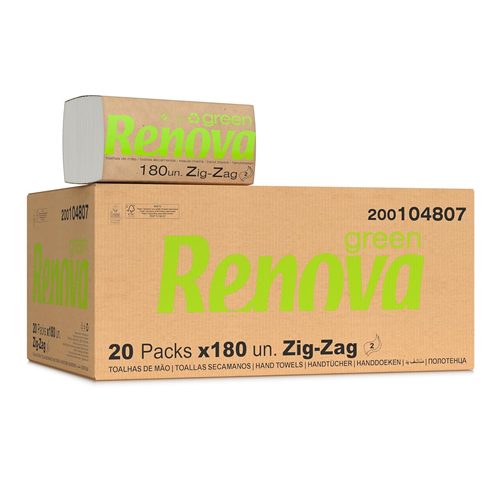 Toalha de Mãos ZigZag Renova 22x21,5cm 2Fls 3600un