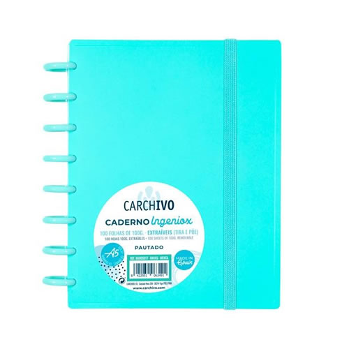 Caderno Inteligente A5 Quadriculado 100 fl Menta