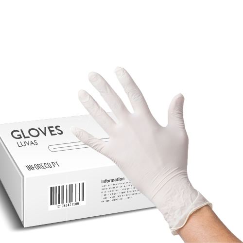 Luvas Latex c/Pó Super Finas Tamanho L - Pack 100