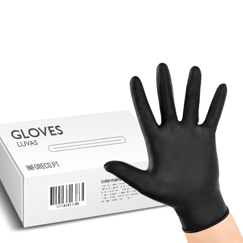 Luvas Nitrilo Preto s/Pó Tamanho S - Pack 100
