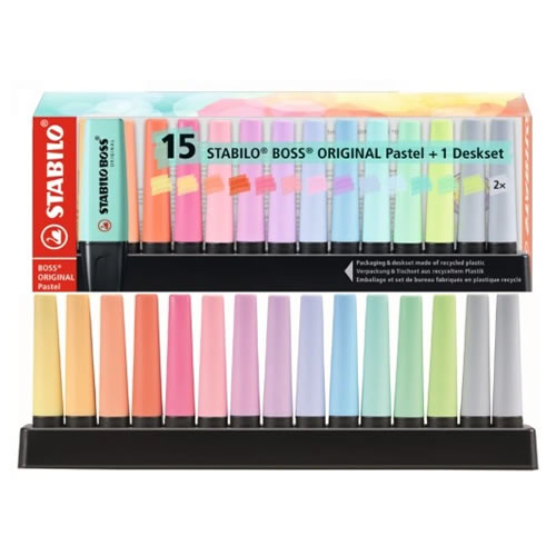 Marcadores Stabilo Boss Fluorescente Pastel - 15un
