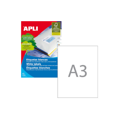 Etiquetas 297x420mm 100Fls A3 Apli 100un