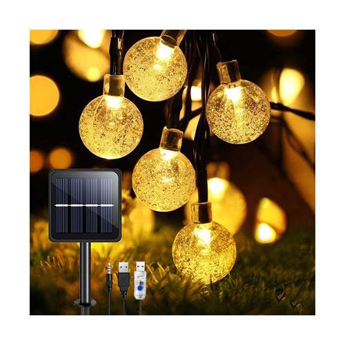 Corrente de luz solar com USB recarregável