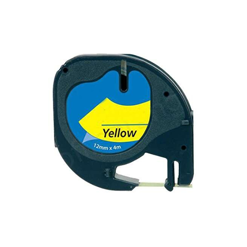 Fita Plástico Compatível Dymo 12mmx4m Preto/Amarelo