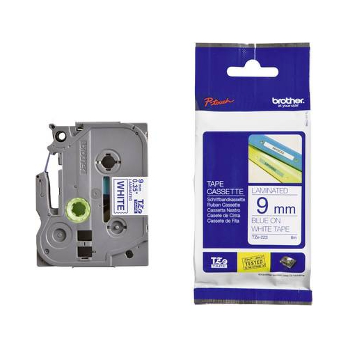 Fita Original Brother TZe223 Branco/Azul 9mm