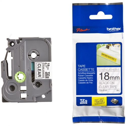 Fita Original Brother TZeS141 Preto/Transp. 18mm